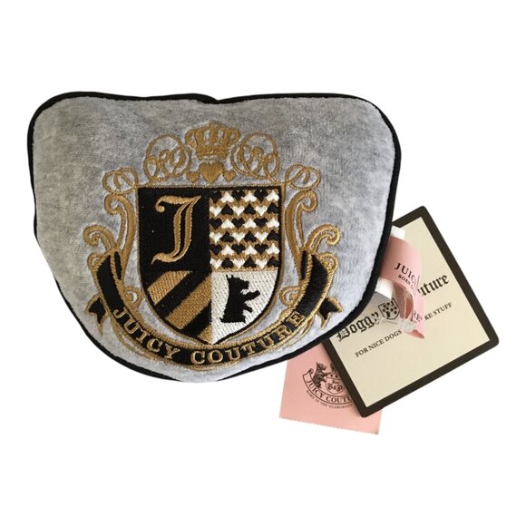Juicy Couture Dog Toy Squeaky Crest Shield Plush Doggy Couture Heather Gray NWT - Picture 1 of 11